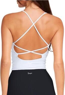 Danysu Padded Workout Tank Top Strappy Longline Sports Bra
Light Support white M